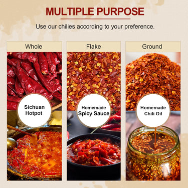 52USA Szechuan Red Dried Chilis, Whole Chili, Mild Spicy Chinese Chili 4 Oz (Mild Hot)